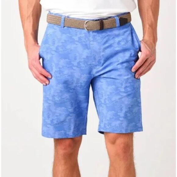 Peter Millar SZ 44L 12" Shackeford Camo Performance Hybrid Shorts Blue Sea NWT - Picture 1 of 6